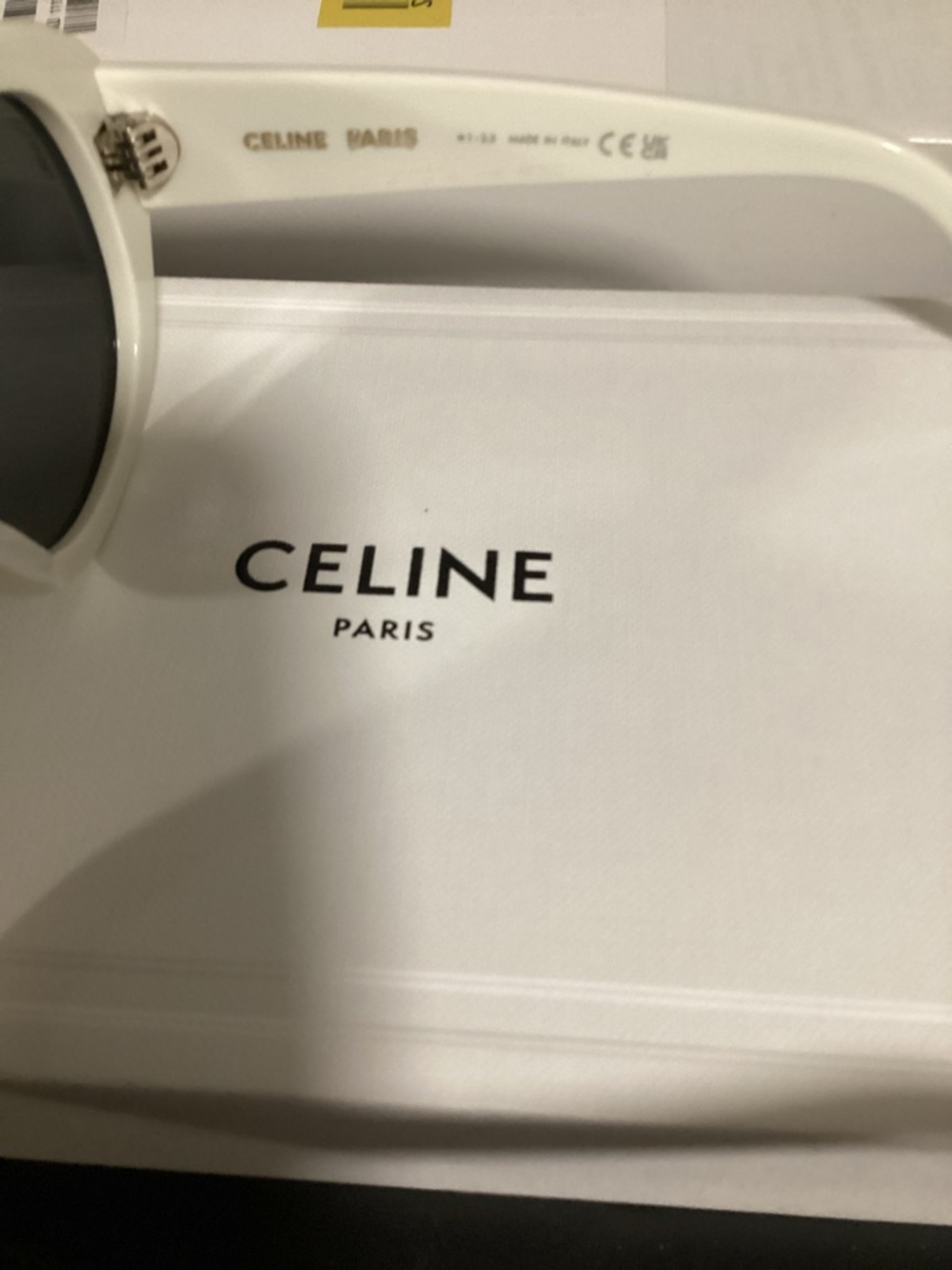 Celine White Crystal Oval Sunglasses with Dark Lenses - Picture 4 of 7